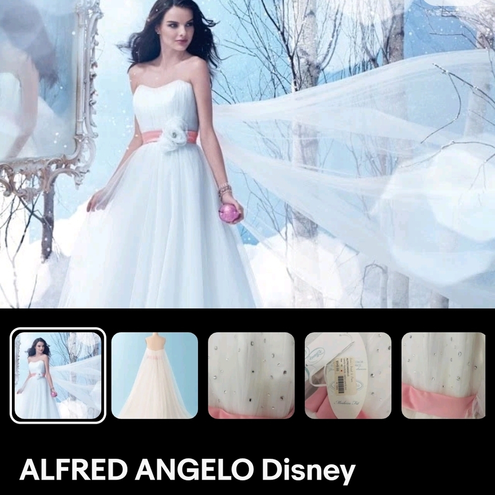 Alfred Angelo Snow White Wedding Dress with Pink Accents size 10 NWT - Picture 9 of 10